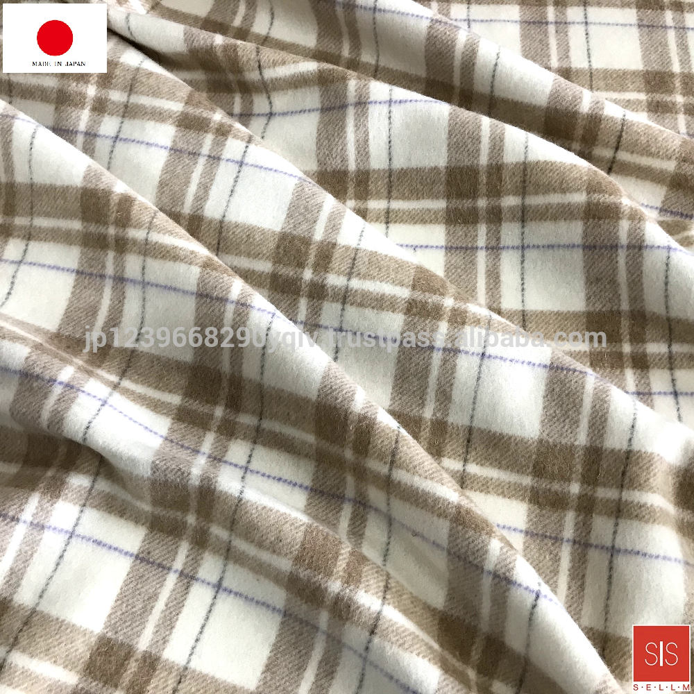 Wool shaggy fabric of transformation tartan check made in Japan.